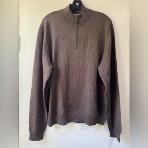 Mette Marino Wool Men's Half-Zip Sweater Pullover - Brown